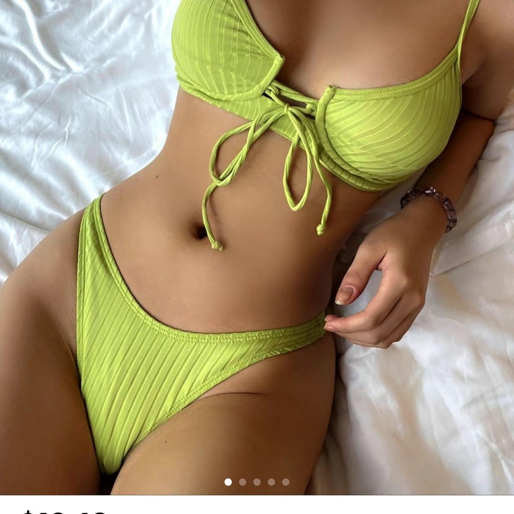 Vibrant Green Ribbed Bikini Set